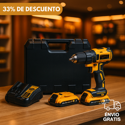 TALADRO INALAMBRICO +26 ACCESORIOS +2 BATERIAS