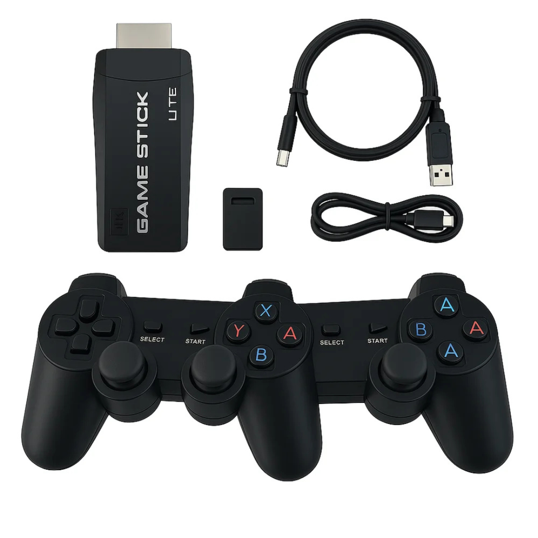 GameStick Retro 10.000 juegos 2 Controles Inalambricos + 2 Regalos - Diversión nostálgica para toda la familia