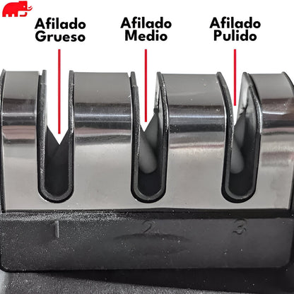 Afilador de cuchillos 3 en 1