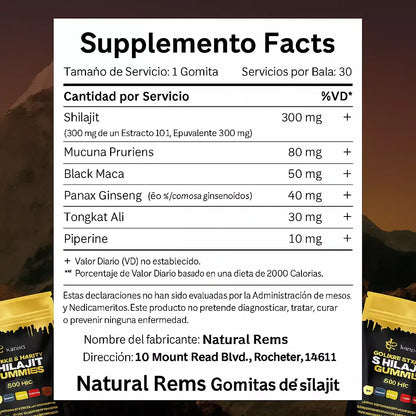 GOMITAS DE SHILAJIT Fórmula 7 en 1 – La Clave Para Recuperar tu VITALIDAD y TESTOSTERONA en 30 días