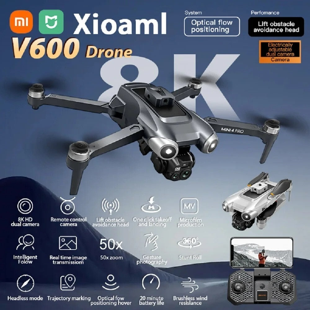 Dron 8K Cámara Dual V600 LED | XIOAMI